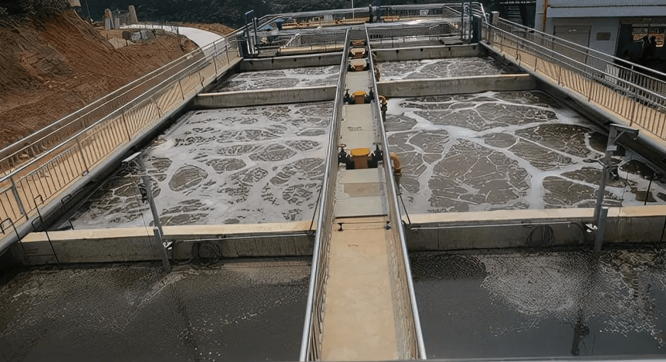 （圖：造紙廢水泡沫池）